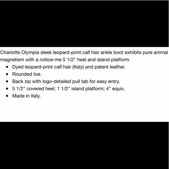 NEW CHARLOTTE OLYMPIA LEOPARD CALF HAIR ANKLE BOOT - Picture 8 of 8